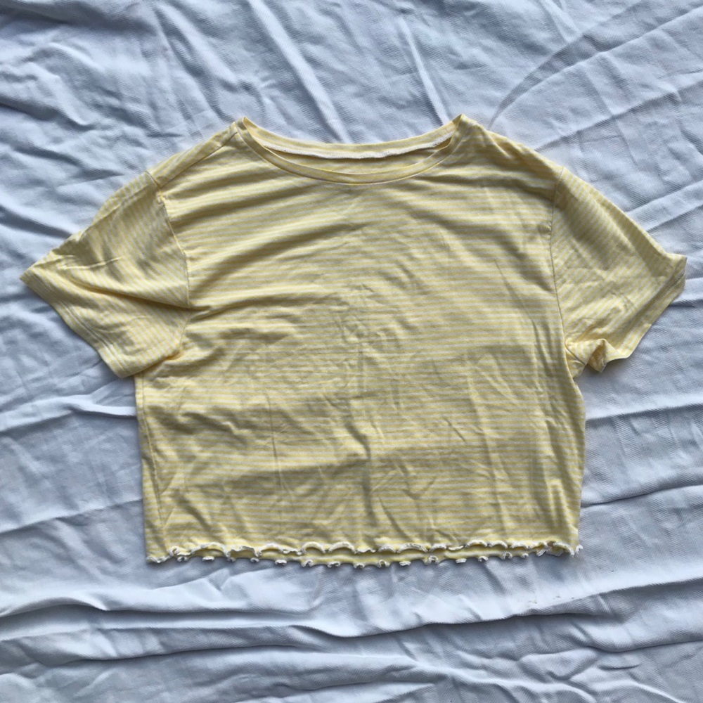 Pacsun Ruffle Edge Yellow Striped Top